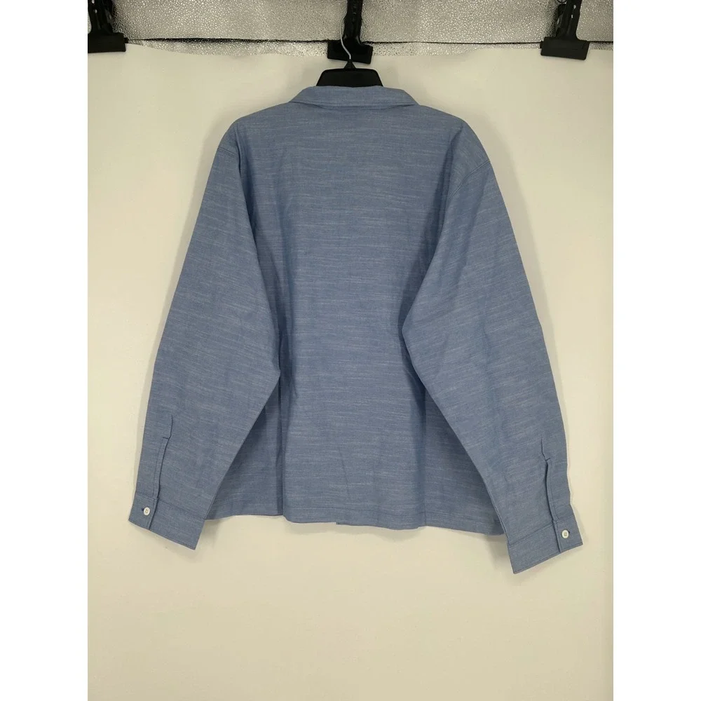 Nike Life Button Up Shirt Large Blue Chambray Long Sleeve Loose Fit HV0882-411